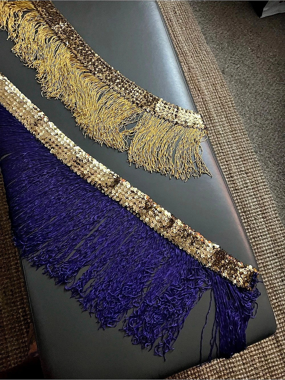 Purple & Gold Fringe Scarf /hip wraps Like New